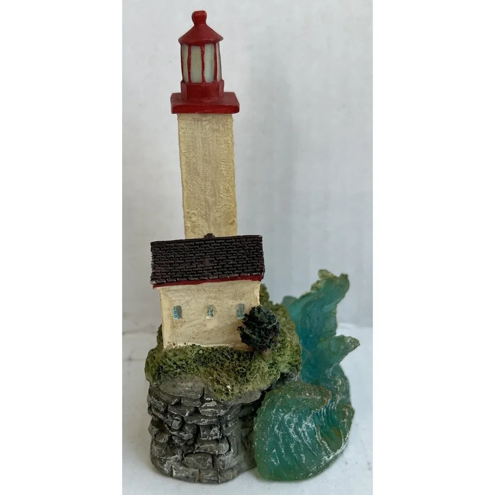 Light House Sculpture With House Ocean Sea Waves Book‎ Shelf Decor